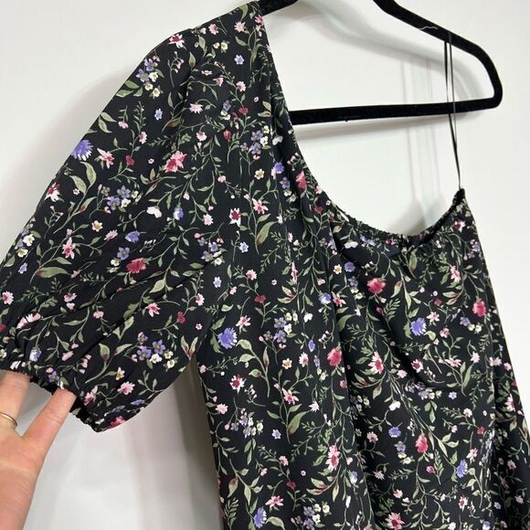 French Grey Stitchfix Dress Womens Short Single Sleeve Floral Mini Ladies Large - Picture 7 of 8